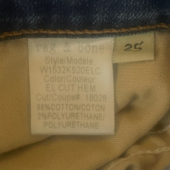 Rag & Bone El Cut Hem High Rise Skinny Size 25 Blue Jeans - Picture 5 of 11